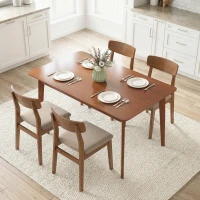 HOMCOM 47.2" Rectangle Dining Table for 4, Mid-Century Modern Kitchen Table with Rubber Wood Legs for Dining Room, Walnut(m-10)