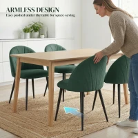 HOMCOM Modern Dining Chairs Set of 4, Upholstered Dining Room Chairs with Metal Legs, Shell Backrest, Padded Seat, Green(m-7)