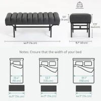 HOMCOM Bedroom Bench PU Leather End of Bed Bench with Cylindrical Seat and Metal Legs for Bedroom Living Room Hallway Black(m-3)