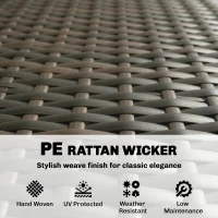 Outsunny 3 Pieces Patio Furniture Set with Cushions, Outdoor PE Rattan Wicker Conversation Corner Sofa Set, Khaki(m-5)