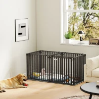 PawHut 55 Inch Heavy Duty Dog Crate, Extra Large Metal Dog Cage Kennel with Mat for Large Breeds, Modular Puppy Playpen(m-1)