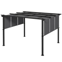 Outsunny 10' x 12' Metal Pergola, Outdoor Pergola with Retractable Canopy, for Garden, Patio, Backyard, Deck(m-2)