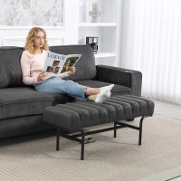 HOMCOM Bedroom Bench PU Leather End of Bed Bench with Cylindrical Seat and Metal Legs for Bedroom Living Room Hallway Black(m-10)