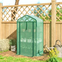 Outsunny Mini Greenhouse with Screen Roof, Portable Small Greenhouse with Roll-Up Zipper Door, 27.6" x 19.7" x 50", Green(m-10)