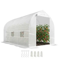 Outsunny 11.5' x 6.6' x 6.6' Portable Walk-In Tunnel Greenhouse Garden Warm House - White(m-11)