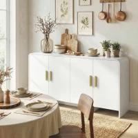 HOMCOM 60" Sideboard Buffet Cabinet with Soft Close Doors, TV Stand for TVs up to 72 Inch, White Wood Grain(m-1)