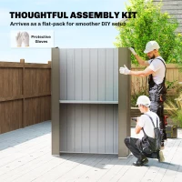 Outsunny Outdoor Storage Shed Apex Roof Metal Garden Shed with Shelf for Backyard, Light Grey(m-10)