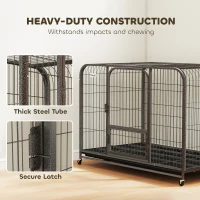 PawHut 48 Inch Heavy Duty Dog Crate, Large Metal Dog Cage with Lockable Wheels and Removable Tray(m-4)