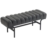 HOMCOM Bedroom Bench PU Leather End of Bed Bench with Cylindrical Seat and Metal Legs for Bedroom Living Room Hallway Black(m-11)