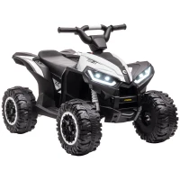 Aosom 12V Kids ATV Quad Car with Forward & Backward Function, Four Wheeler for Kids with Wear-Resistant Wheels, Music, Up to 3.7 MPH, Electric Ride-on ATV for Toddlers Ages 3+ Years Old, White(m-11)