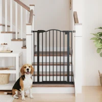 PawHut Extra Tall Dog Gate with Door, Pressure Fit, Auto Close, Double Locking for Doorways Hallways Stairs, 29"-32", Black(m-1)