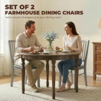 HOMCOM Dining Chairs Set of 2 Ergonomic Solid Wood, Armless Kitchen Chairs with Rubberwood Legs, Rustic Gray(m-4)