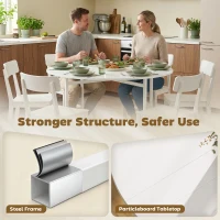 HOMCOM Folding Dining Table for 3-6 People, 47" Round Drop Leaf Kitchen Table with Steel Frame, White(m-5)