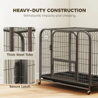 PawHut 37 Inch Heavy Duty Dog Crate, Large Metal Dog Cage with Lockable Wheels and Removable Tray(m-4)