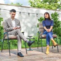 Outsunny 2-Piece Back Seat Cushion Replacement, Outdoor Patio Chair Cushions Set with Ties, Button Tufted, Beige(m-6)