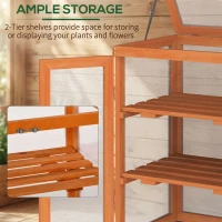 Outsunny Wooden 2 Tier Cold Frame Greenhouse Polycarbonate Plant Grow House Portable Garden, 22.8" x 17.3" x 30.7", Orange(m-6)