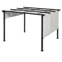 Outsunny 10' x 12' Metal Pergola, Outdoor Pergola with Retractable Canopy, for Garden, Patio, Backyard, Deck(m-2)