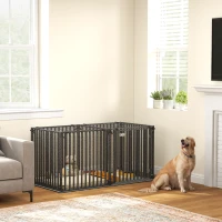 PawHut 55 Inch Heavy Duty Dog Crate, Extra Large Metal Dog Cage Kennel with Mat for Large Breeds, Modular Puppy Playpen(m-8)