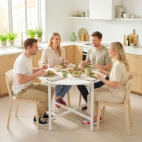 HOMCOM Drop Leaf Table, Folding Dining Table for Small Spaces 80 cm, White(m-8)