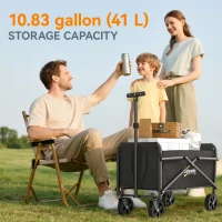 Outsunny Small Collapsible Folding Garden Cart, Heavy Duty Lawn Wagon with Universal Wheels and Adjustable Handle, Black(m-4)