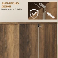 HOMCOM 67" Farmhouse Pantry Cabinet with 2 Doors, Tall Storage Cabinet with Adjustable Shelves, Brown Wood Grain(m-7)