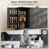 HOMCOM Sideboard Buffet Cabinet, Farmhouse Coffee Bar Cabinet with Door Shelves, Adjustable Shelves, Drawer, Barn Doors, Black(m-5)