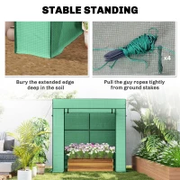 Outsunny Walk-in Tomato Greenhouse Lean-to Green House with Reinforced PE Cover, Roll-up Door, Mesh Windows, Green(m-7)