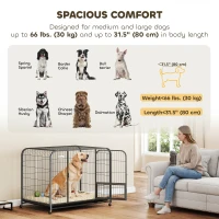 PawHut 43 Inch Heavy Duty Dog Crate, Extra Large Metal Dog Cage with Lockable Wheels and Removable Tray(m-6)