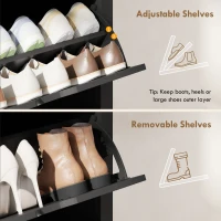 HOMCOM Shoe Storage Cabinet with 2 Flip Drawers and Adjustable Shelves for 8–12 Pairs of Shoes, Black(m-6)