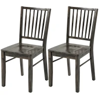 HOMCOM Dining Chairs Set of 2 Ergonomic Solid Wood, Armless Kitchen Chairs with Rubberwood Legs, Charcoal Gray(m-1)