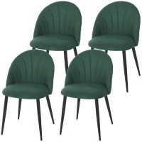 HOMCOM Modern Dining Chairs Set of 4, Upholstered Dining Room Chairs with Metal Legs, Shell Backrest, Padded Seat, Green(m-2)