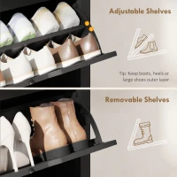 HOMCOM Shoe Storage Cabinet with 3 Flip Drawers and Adjustable Shelves for 12-18 Pairs of Shoes, Black(m-5)