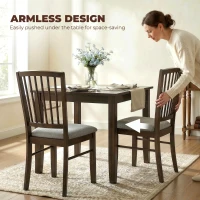 HOMCOM Dining Chairs Upholstered Kitchen Chairs with Rubberwood Legs Set of 2, Burn Brown(m-8)