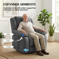 HOMCOM Overstuffed Power Lift Recliner Chair with Vibration Massage and Heat, Side Pockets, Pocket Spring, for Adults, Gray(m-7)