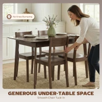 HOMCOM 47.2" Rectangle Dining Table for 4, Mid-Century Modern Kitchen Table with Rubber Wood Frame for Dining Room, Mahogany(m-5)