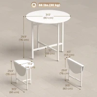 HOMCOM Drop Leaf Table, Folding Dining Table for Small Spaces 80 cm, White(m-3)