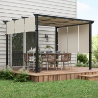Outsunny 10' x 12' Metal Pergola, Outdoor Pergola with Retractable Canopy, for Garden, Patio, Backyard, Deck(m-9)