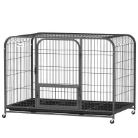 PawHut 48 Inch Heavy Duty Dog Crate, Large Metal Dog Cage with Lockable Wheels and Removable Tray(m-2)