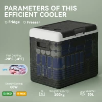 Outsunny 12 Volt Car Refrigerator, 53QT Car Fridge Electric Cooler, 12/24V DC and 100-240V AC, -68-68 ℉, Portable Refrigerator(m-4)