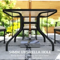 Outsunny Tempered Glass Square Patio Dining Table w/ 2.1" Umbrella Hole for Garden, Balcony, Backyard, 38" x 38" x 28"(m-5)
