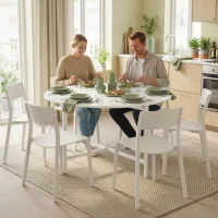 HOMCOM Folding Dining Table for 3-6 People, 47" Round Drop Leaf Kitchen Table with Steel Frame, White(m-8)