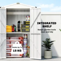 Outsunny Outdoor Storage Shed Apex Roof Metal Garden Shed with Shelf for Backyard, Light Grey(m-5)