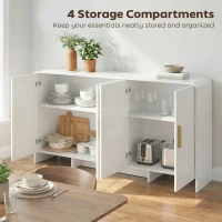 HOMCOM 60" Sideboard Buffet Cabinet with Soft Close Doors, TV Stand for TVs up to 72 Inch, White Wood Grain(m-5)