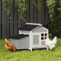 PawHut Wooden Chicken Coop with Nesting Box, Pull-out Metal Tray, for 1-2 Chickens, 36" x 25" x 27"(m-1)