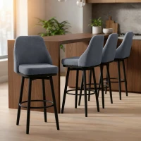 HOMCOM Modern Bar Stools, Set of 2 Swivel Kitchen Chairs, Dark Gray(m-9)