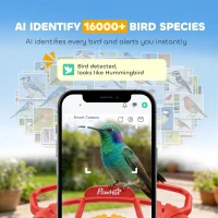 PawHut Smart Bird Feeder with Camera, AI Identify 16000 Birds, 2K HD Live Video, 3W Solar, Instant Arrival Alerts(m-4)