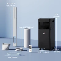 HOMCOM 10000 BTU Portable Air Conditioner with Fan & Dehumidifier Mode, Quiet AC Unit with Remote Control, 24-Hour Timer, Black(m-3)