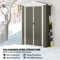 Outsunny Outdoor Storage Shed Apex Roof Metal Garden Shed with Shelf for Backyard, Light Grey(m-6)