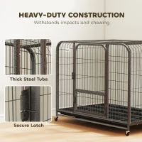 PawHut 43 Inch Heavy Duty Dog Crate, Extra Large Metal Dog Cage with Lockable Wheels and Removable Tray(m-4)