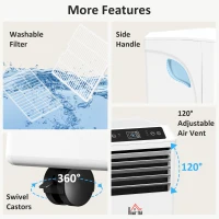 HOMCOM 10000 BTU Portable Air Conditioner for Rooms Up to 441 Sq. Ft., 3-in-1 AC Unit with Cooling Fan, Dehumidifier, Sleep Mode, Remote Control, 24H Timer, Window Installation Kit, White(m-9)